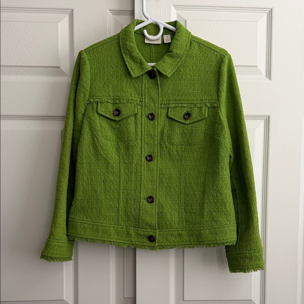 Chico's Vibrant Green Jean Jacket Size 1